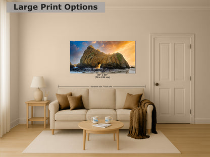 Pfeiffer Beach Big Sur California Coastline Ocean Picture Nature Photo of Keyhole Arch, Relaxation Artwork, Meditation, Office House Decor
