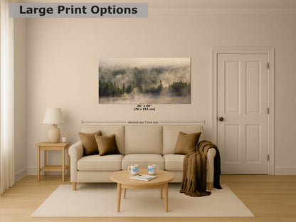 Foggy Forest Picture Forest Bathing Nature Photo, Yellowstone Misty Trees Wall Art, Cabin Decor, Canvas, Paper, Metal Prints