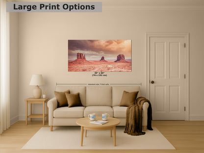 Monument Valley Panorama Arizona Desert Picture Nature Photo, Bohemian Style Relaxation Artwork for Meditation, Apartment, Office & House Decor