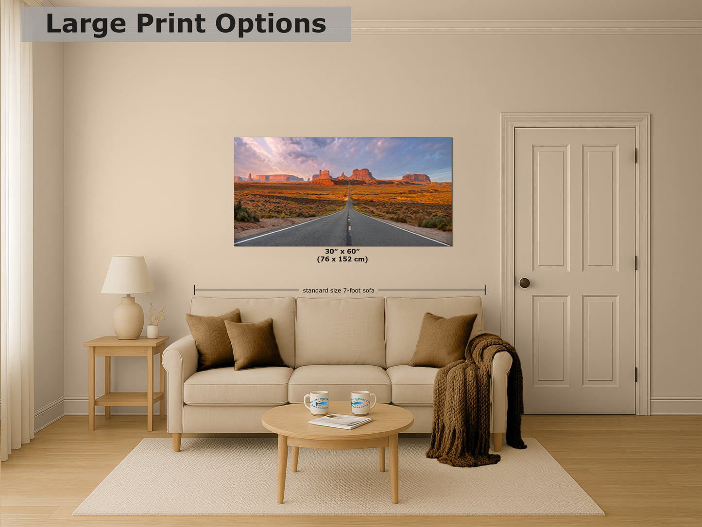 Monument Valley Arizona Desert Picture Nature Photo, Forrest Gump View Bohemian Style Relaxation Artwork for Meditation, Apartment, Office & House Decor