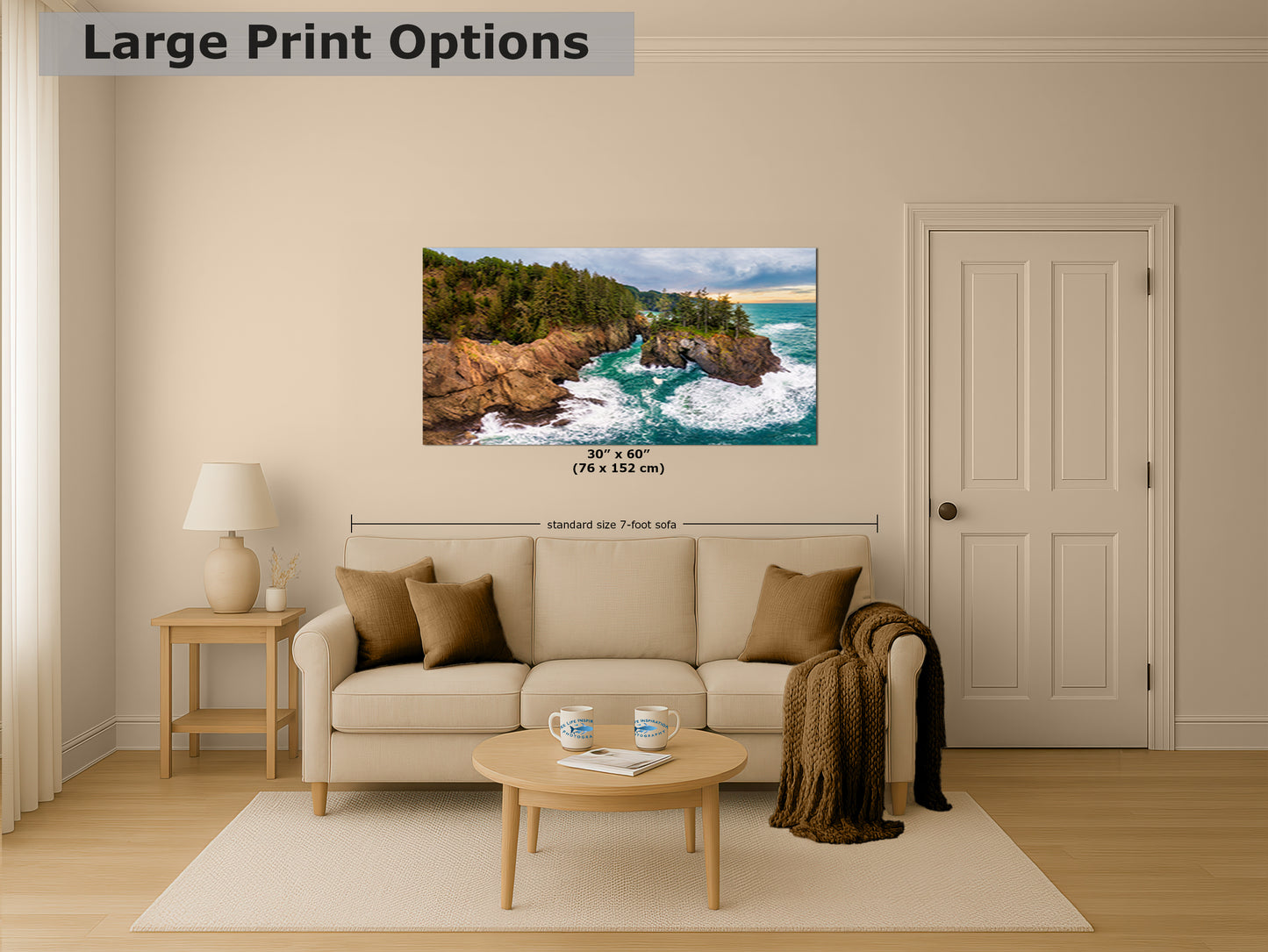 Oregon Coast Ocean Picture - Breathtaking Pacific Northwest Nature Photo for Relaxation, Meditation and Stylish Decor