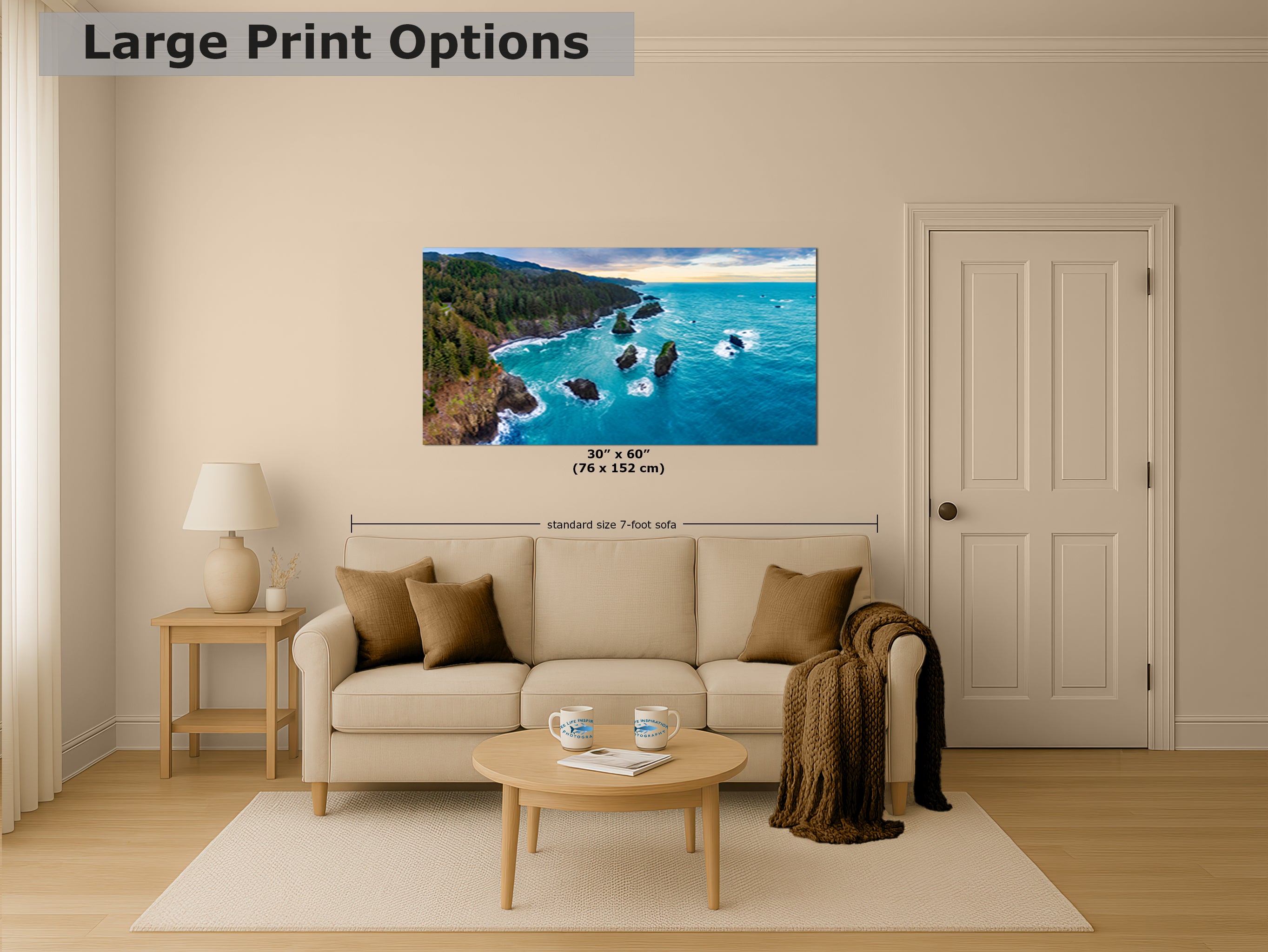 Aerial Oregon Coast Ocean Picture Panorama, Pacific Northwest Nature Photo