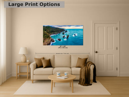 Aerial Oregon Coast Ocean Picture Panorama, Pacific Northwest Nature Photo