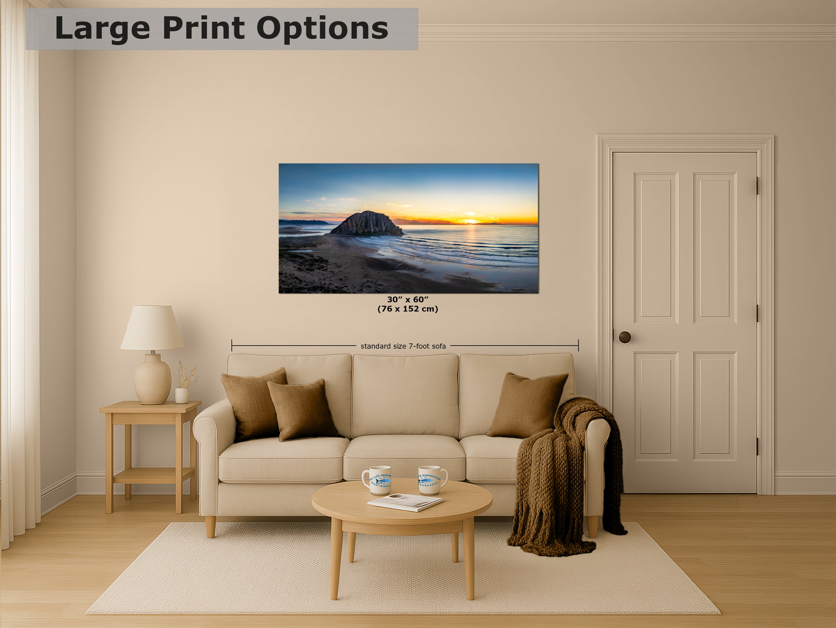 Morro Bay California Coastline Ocean Picture Nature Photo Panorama, Morro Rock Coastal Relaxation Artwork, Dorm Room, Office & House Decor