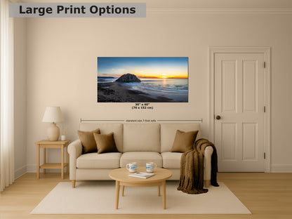 Morro Bay California Coastline Ocean Picture Nature Photo Panorama, Morro Rock Coastal Relaxation Artwork, Dorm Room, Office & House Decor