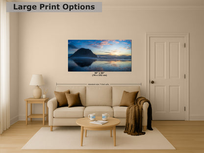 Morro Bay California Coastline Ocean Picture Nature Photo, Morro Rock Reflection, Coastal Relaxation Artwork, Dorm Room, Office & House Decor