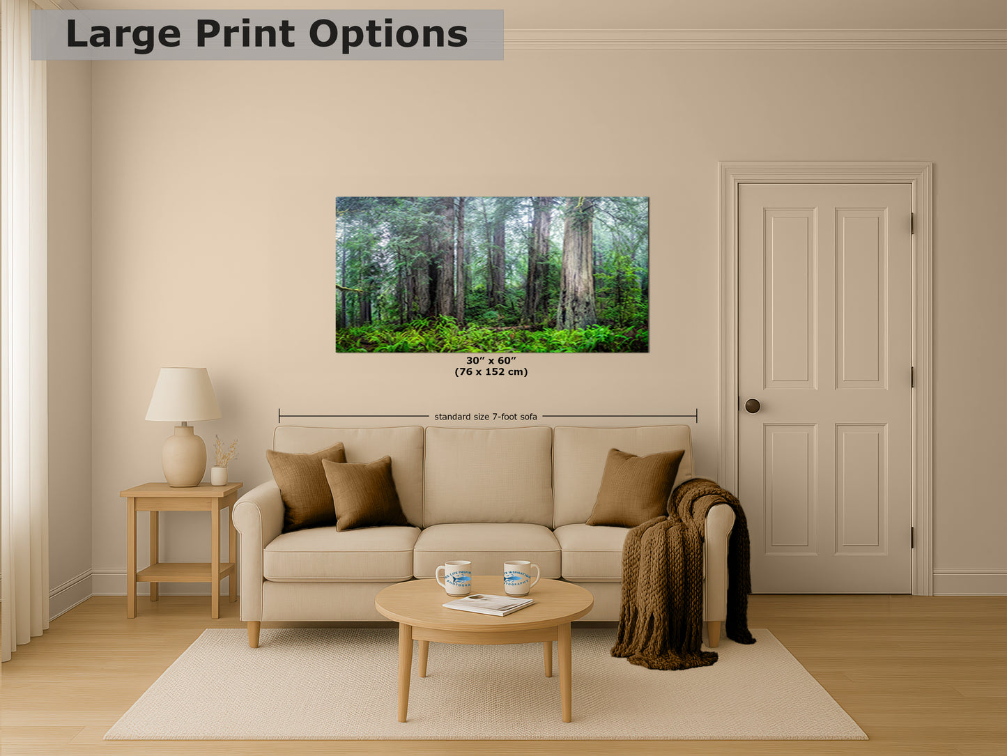 Redwood Trees Forest Picture Nature Photo, Forest Bathing in Misty California Redwoods Wall Art, for Relaxation in the Home and Office