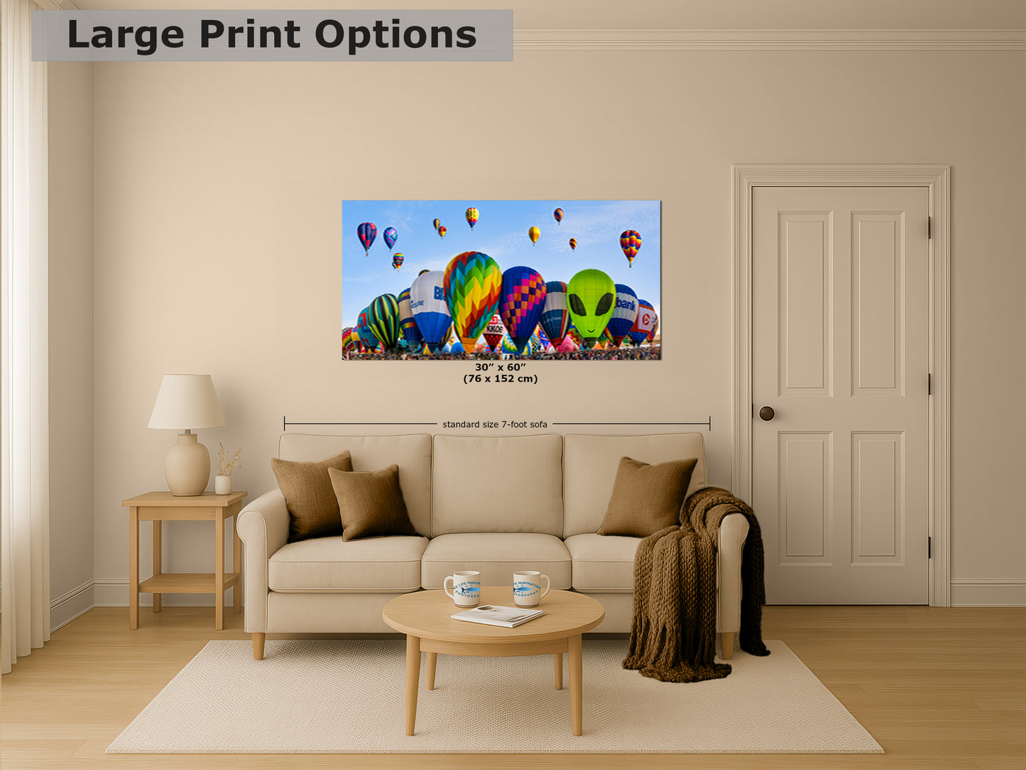 Hot Air Balloon Festival Mass Ascension Panorama Photo Lift Off | Albuquerque New Mexico Balloon Fiesta Wall Art | Office, Cubicle & House Decor