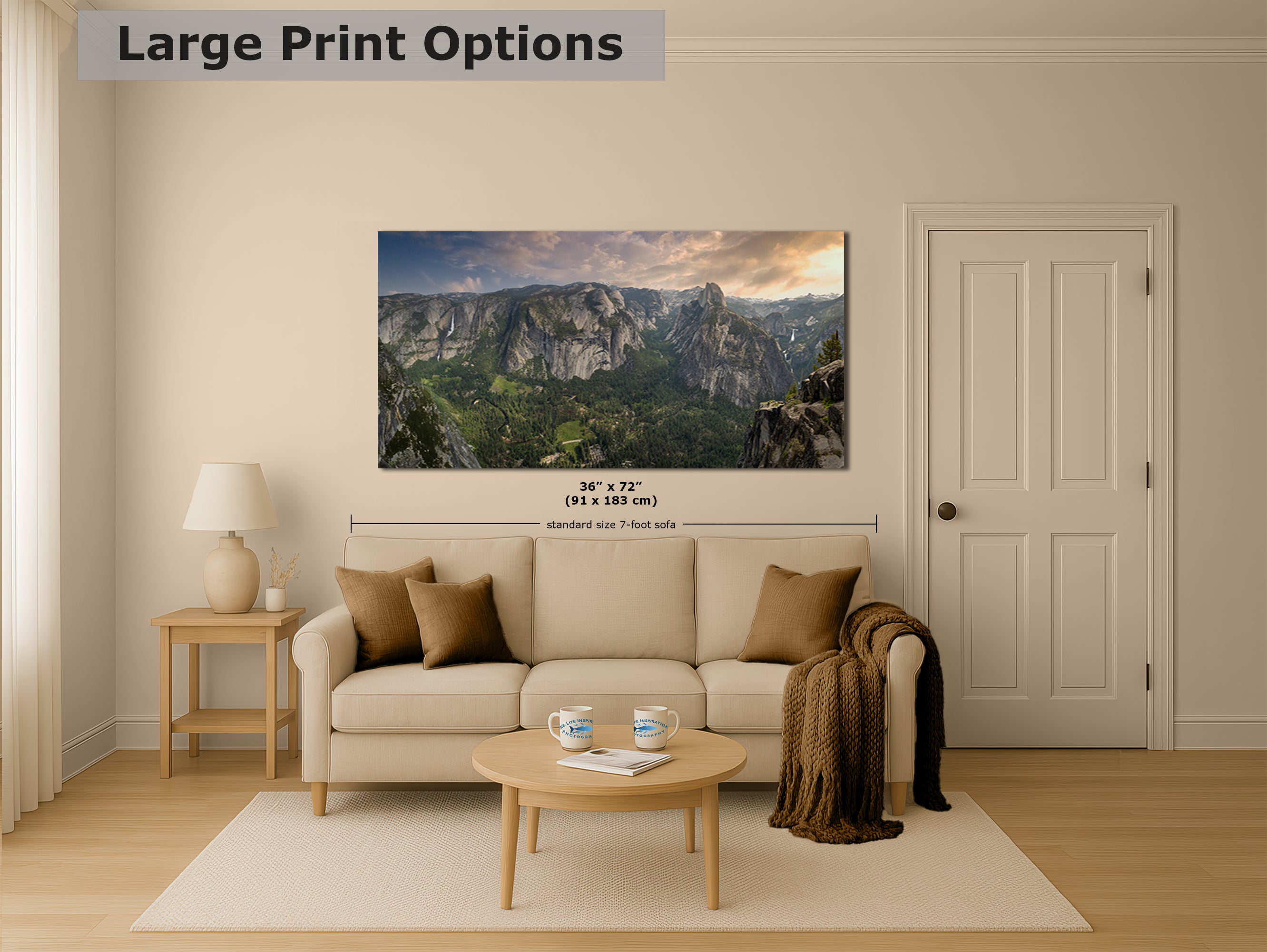 Glacier Point Yosemite National Park Nature Photo Relaxation Artwork, Sierra Nevada Scenic Picture for Meditation, Office, and House Decor