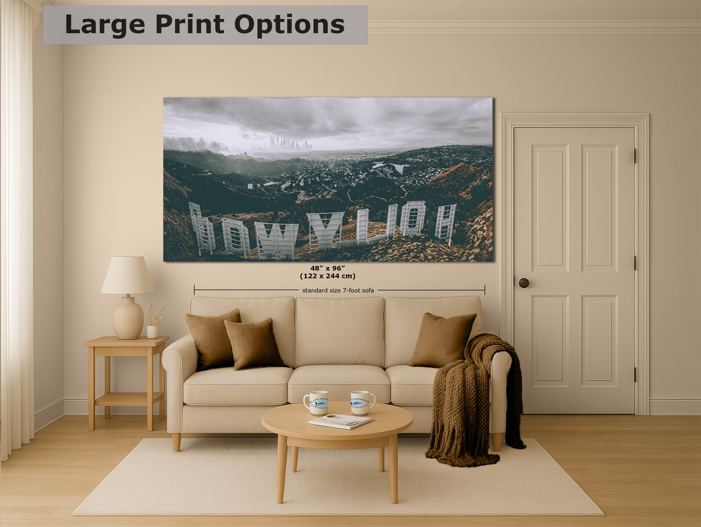 Hollywood Sign Los Angeles Skyline Retro Southern California Cityscape Urban Decor for Home or Office