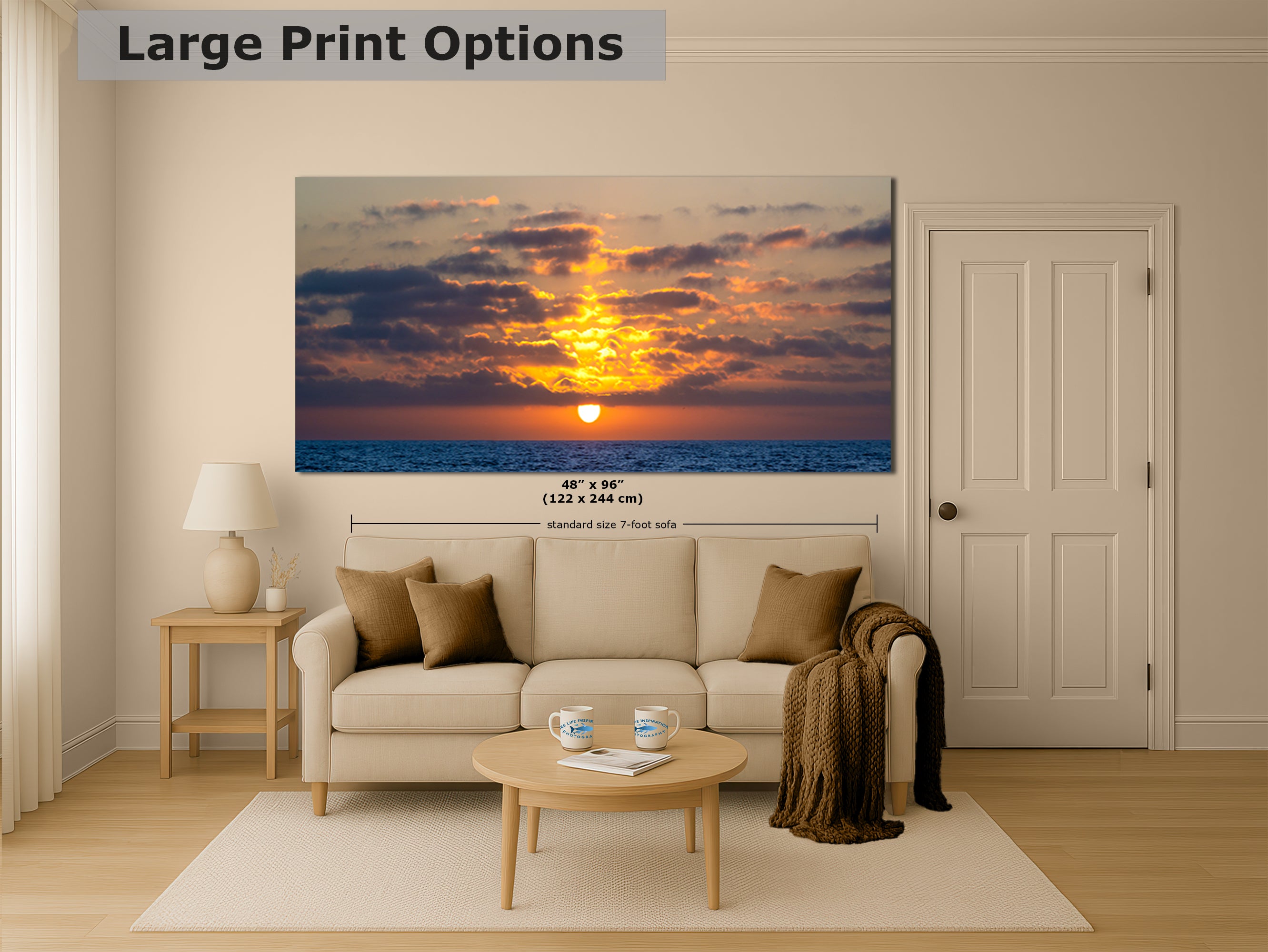Limited Edition Fine Art Photography, Ocean Picture California Coastline Sunset Through Clouds