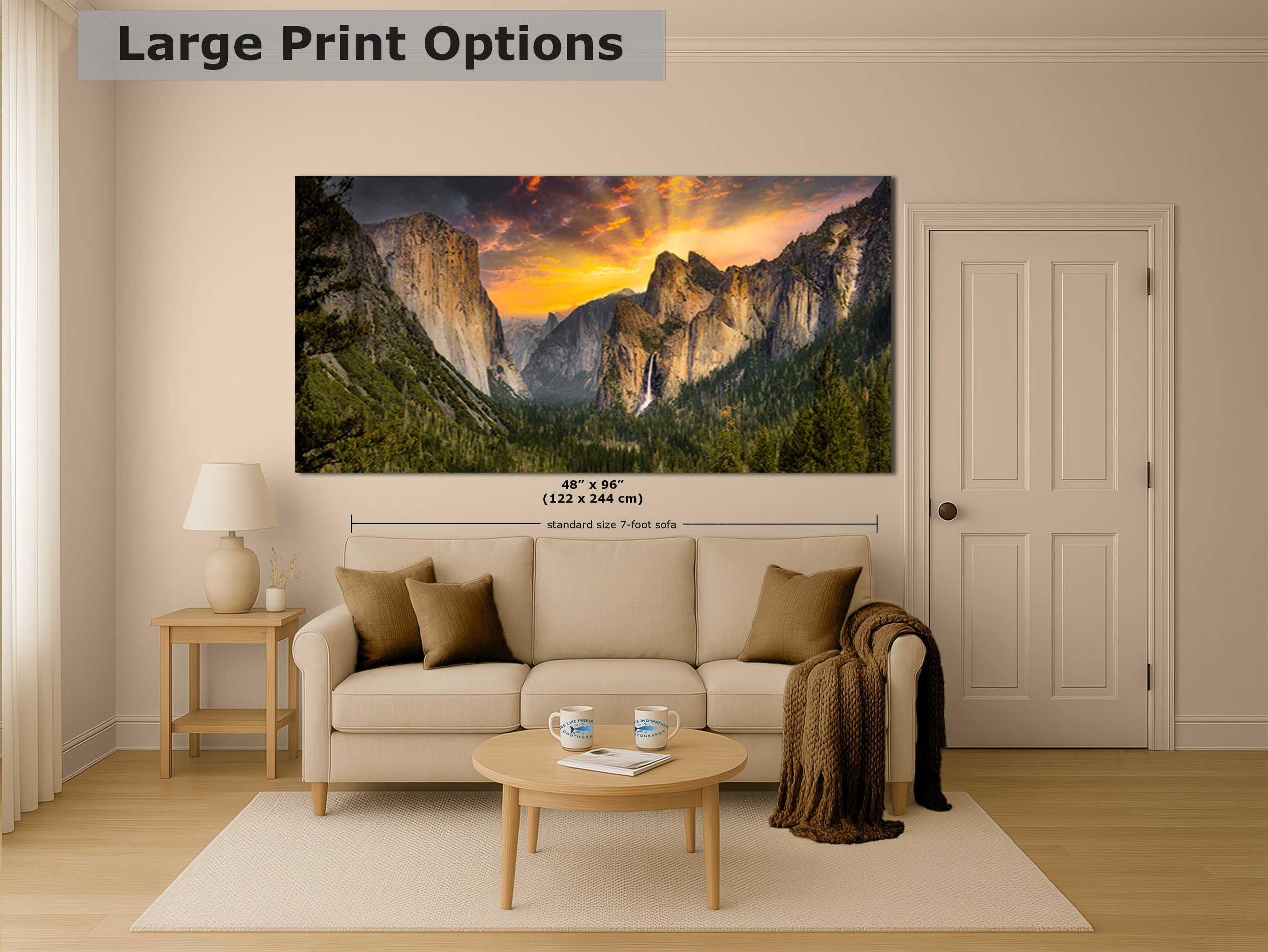 Tunnel View Yosemite National Park Mountain Picture Nature Photo Relaxation Artwork for Mediation, Office, & House Decor