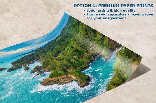 Aerial Oregon Coast Ocean Picture, Pacific Northwest Nature Photo Relaxation Artwork for Meditation, Apartment, Office & House Décor