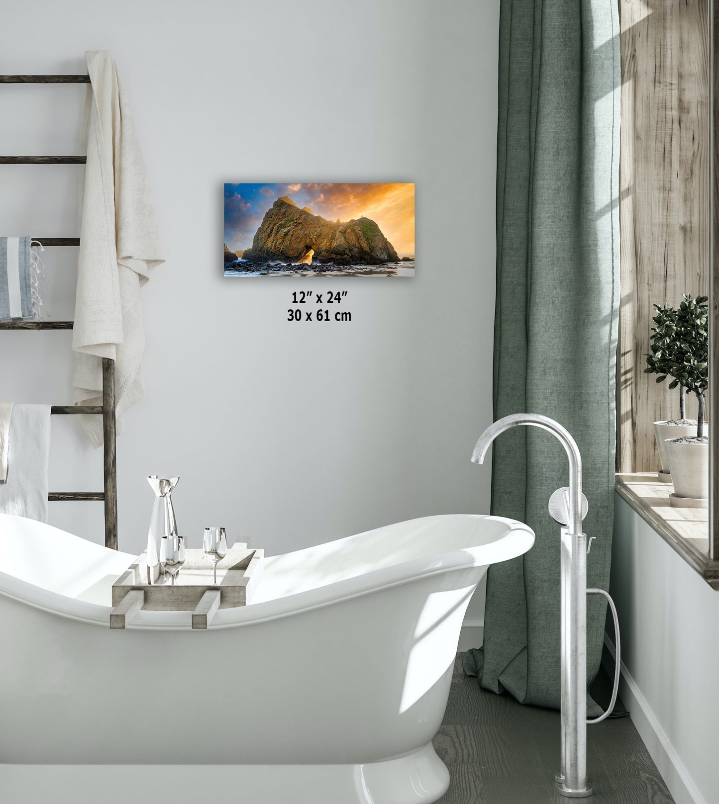 Pfeiffer Beach Big Sur California Coastline Ocean Picture Nature Photo of Keyhole Arch, Relaxation Artwork, Meditation, Office House Decor