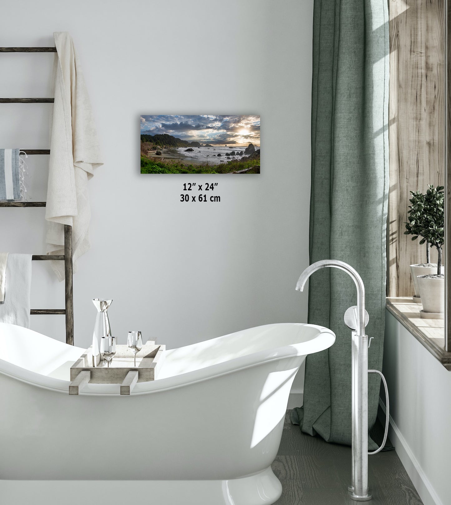 Lone Ranch Beach Oregon Coast Ocean Picture, Panorama Pacific Northwest Nature Photo Relaxation Artwork for Meditation, Apartment, Office & House Decor