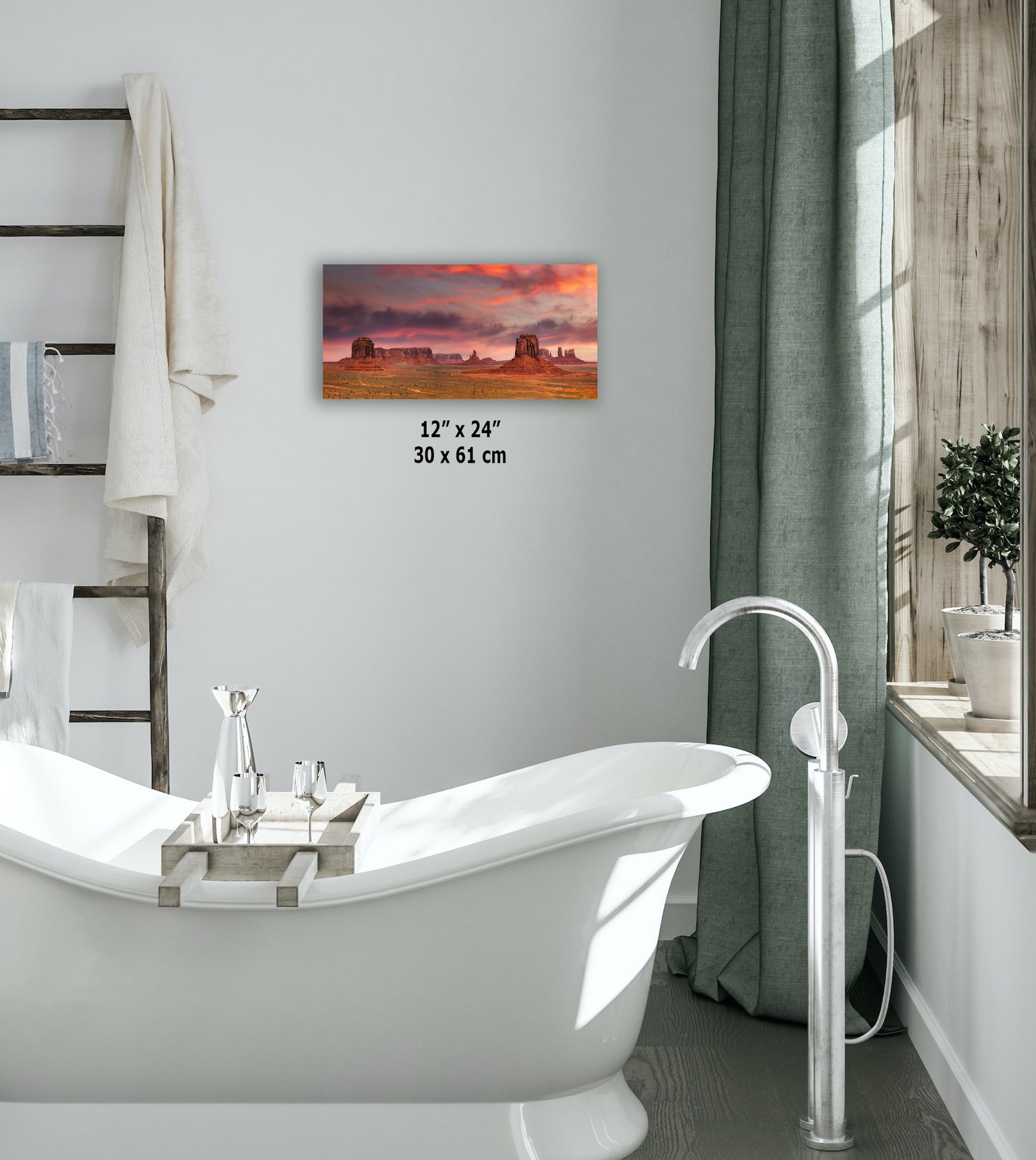 Monument Valley Arizona Desert Picture Nature Photo Panorama, Bohemian Style Relaxation Artwork for Meditation, Apartment, Office & House Decor