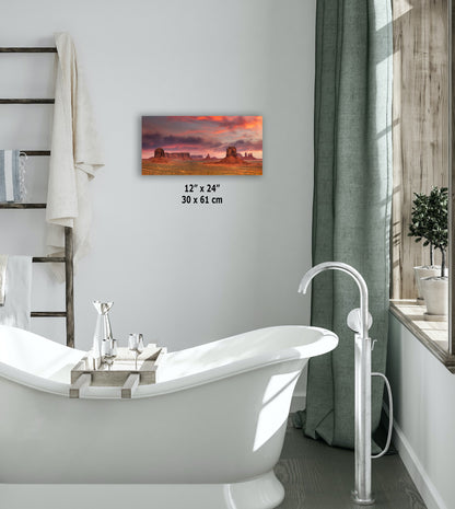 Monument Valley Arizona Desert Picture Nature Photo Panorama, Bohemian Style Relaxation Artwork for Meditation, Apartment, Office & House Decor