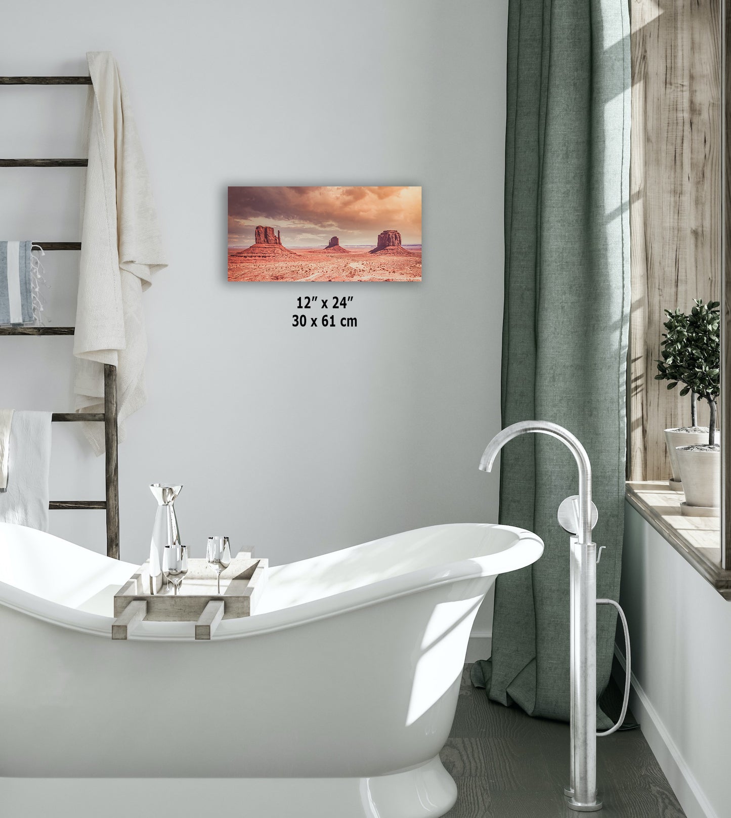 Monument Valley Panorama Arizona Desert Picture Nature Photo, Bohemian Style Relaxation Artwork for Meditation, Apartment, Office & House Decor