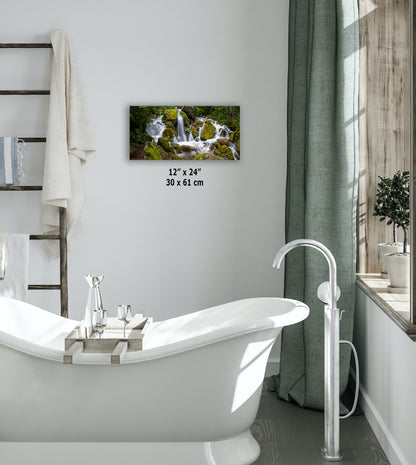 Oregon Pacific Northwest Waterfall Picture Nature Photo Relaxation Artwork in Bohemian Style for Meditation, Office, Apartment, House Decor