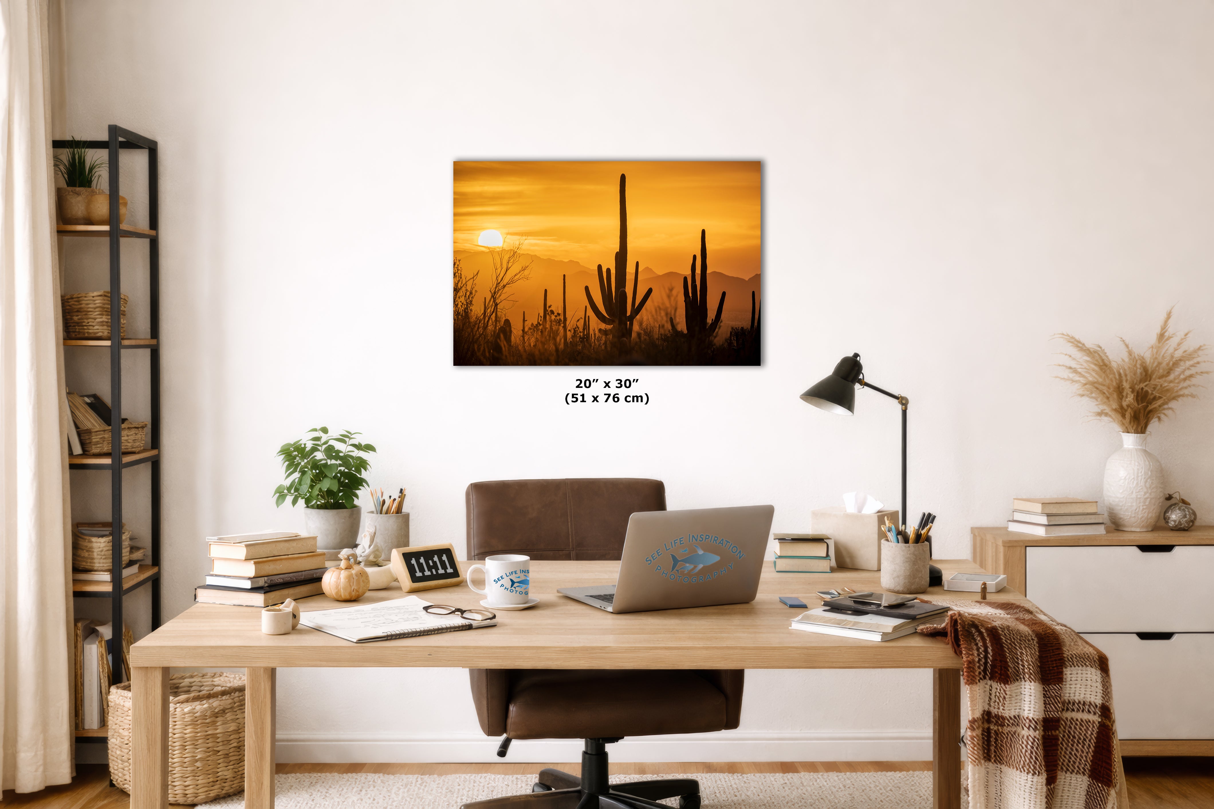 Saguaro National Park Arizona Desert Picture Nature Photo Silhouette, Bohemian Style Relaxation Artwork, Southwestern Sonoran Desert House Decor