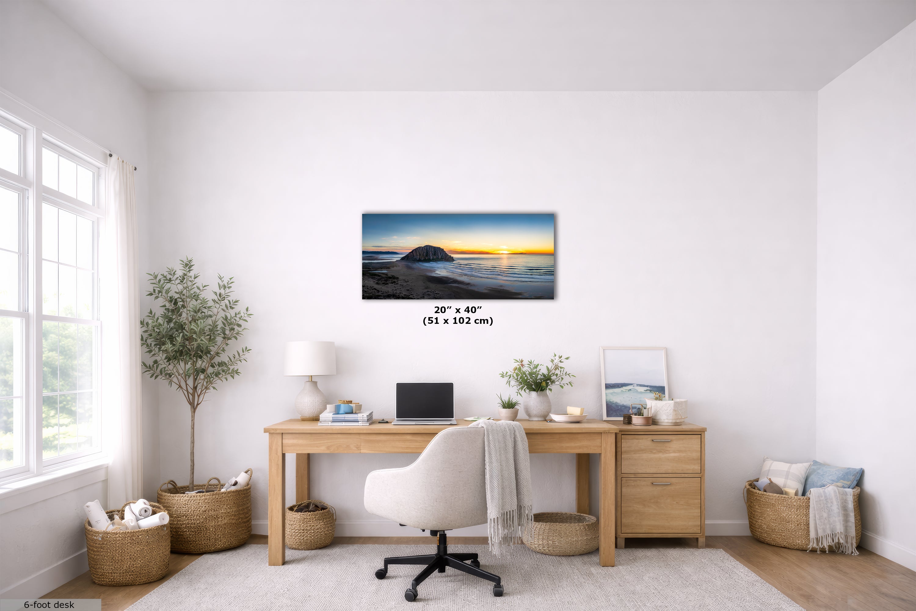 Morro Bay California Coastline Ocean Picture Nature Photo Panorama, Morro Rock Coastal Relaxation Artwork, Dorm Room, Office & House Decor