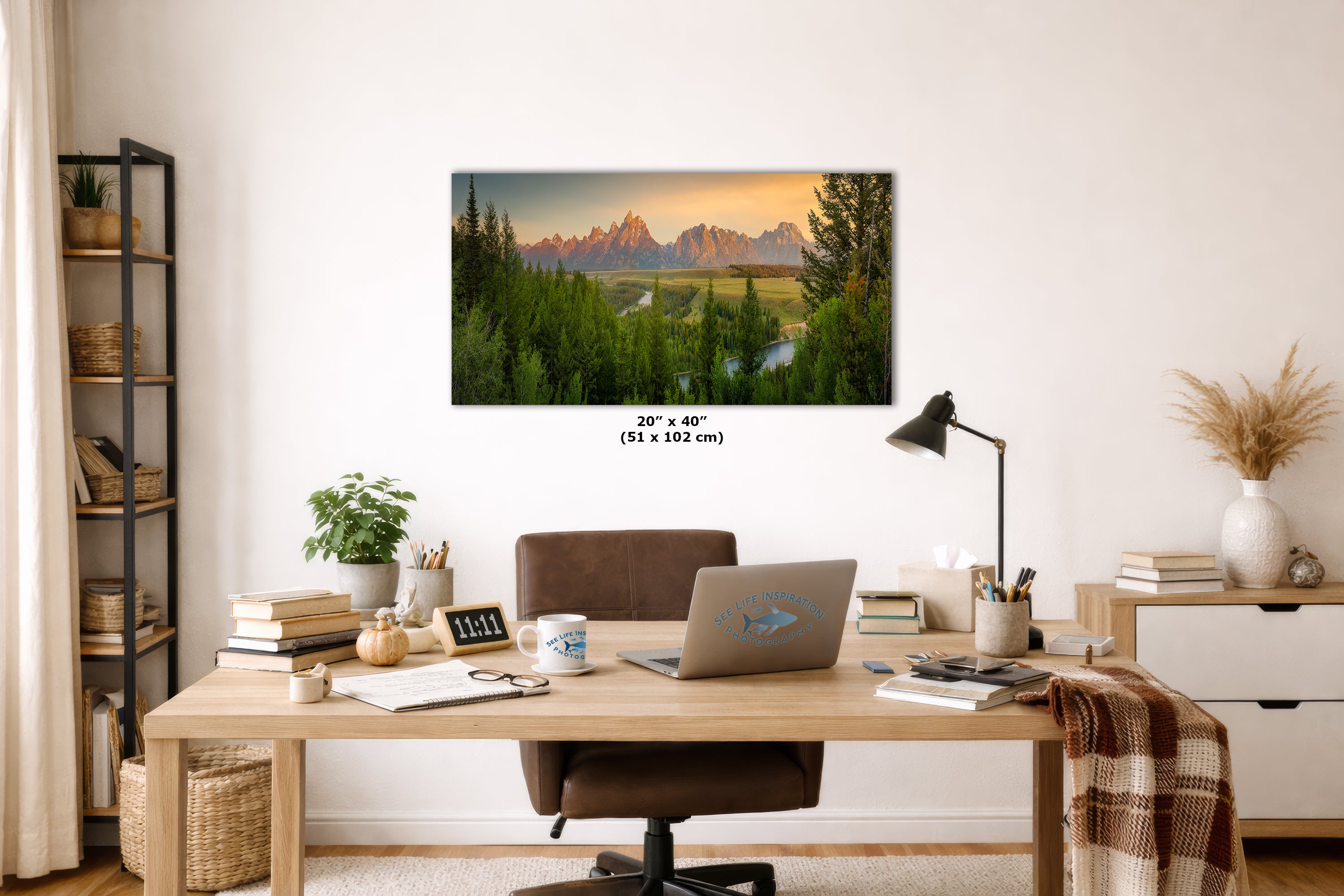 Grand Teton National Park Wyoming Mountain Picture Panorama Nature Photo, Rustic Wall Art, Jackson Hole Scenery, Bohemian Decor