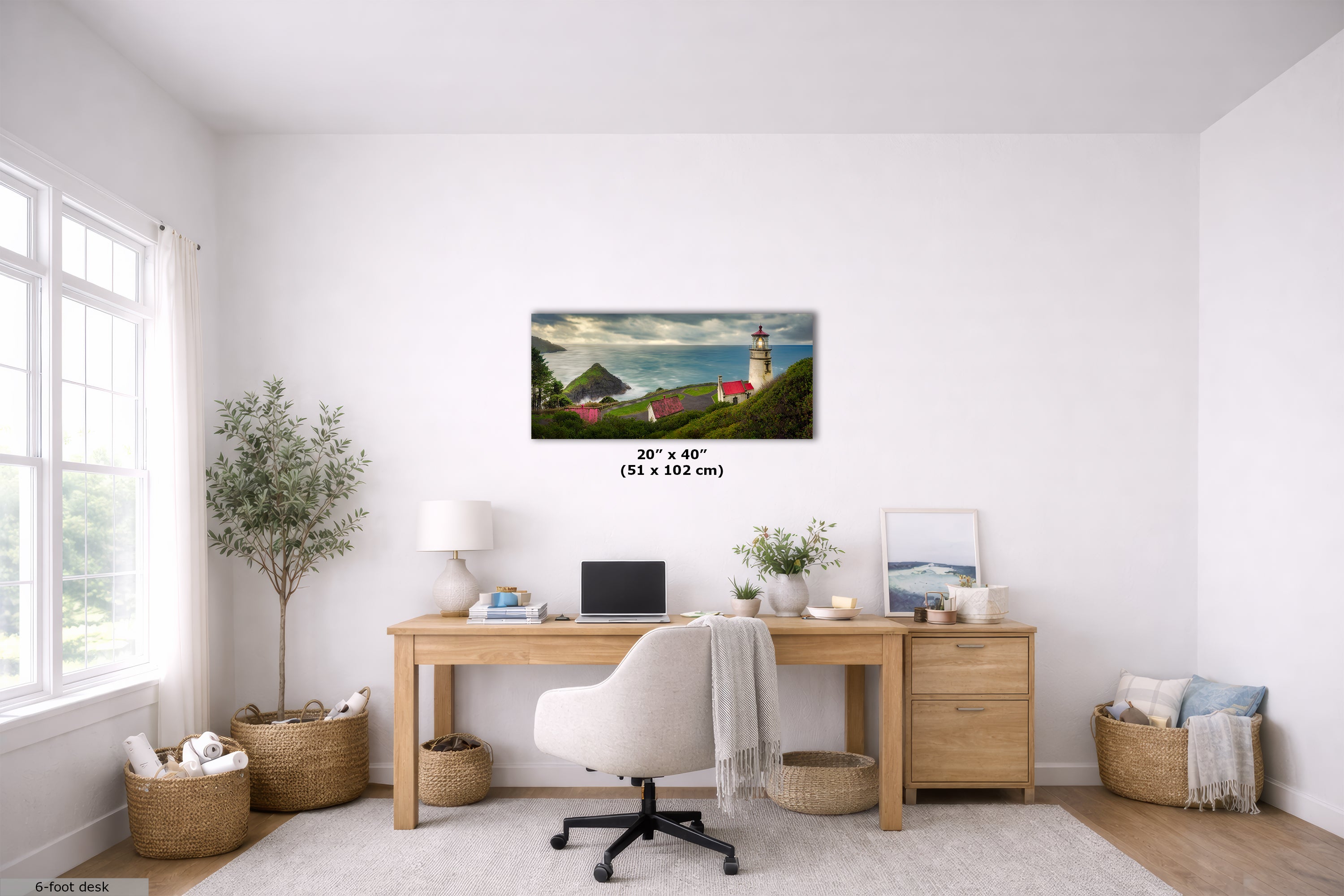 Heceta Head Lighthouse Picture, Oregon Coast Ocean Picture, Pacific Northwest Beach Photo Framed Coastal Decor for Ocean Lovers