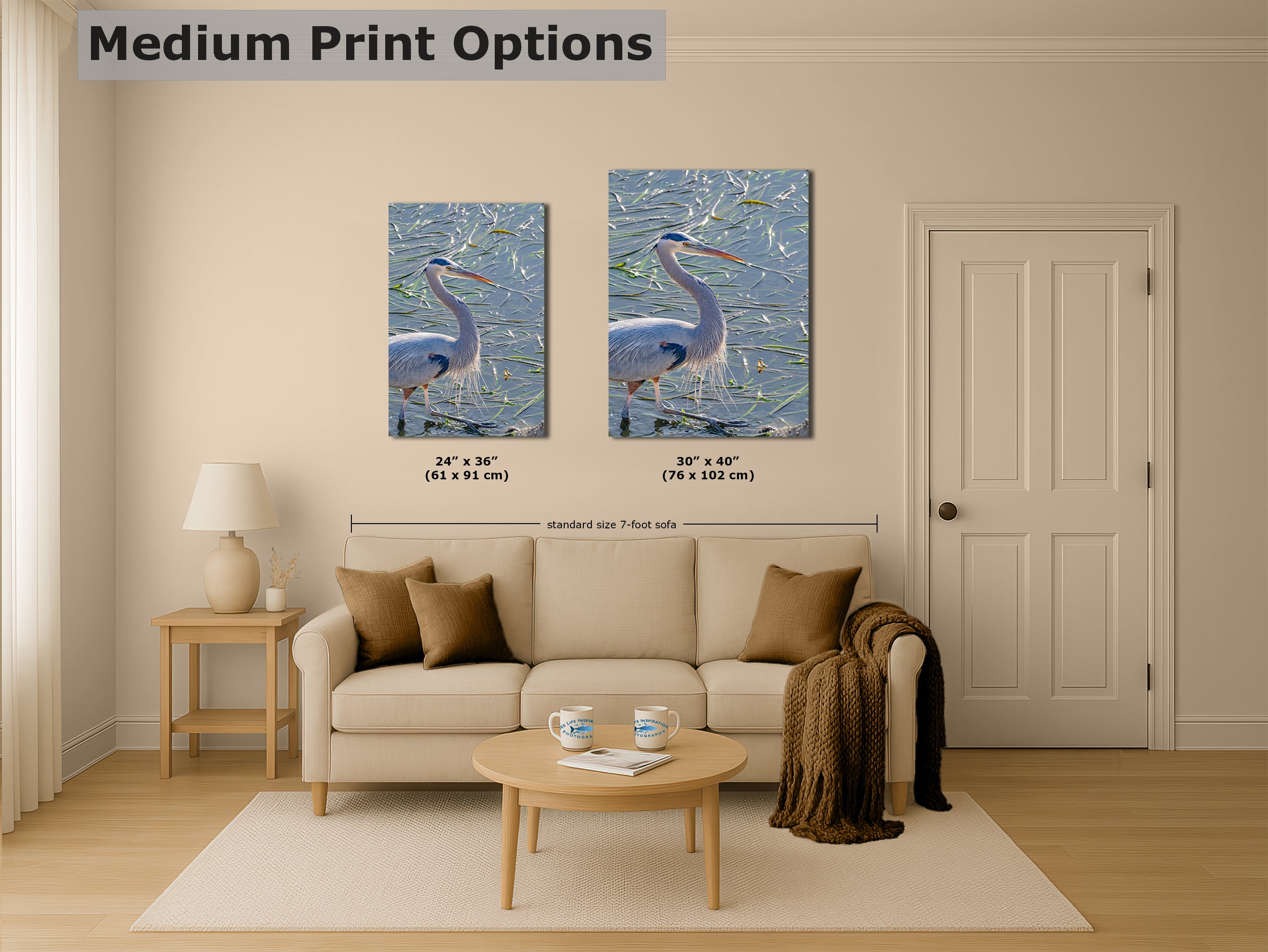 Great Blue Heron Art Wildlife Photography, Nature Wall Decor for Bird Lovers, Ocean Conservation, Relaxing Office or Room Artwork