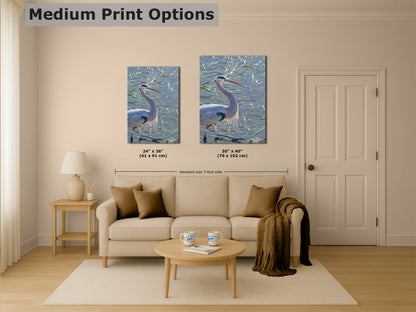 Great Blue Heron Art Wildlife Photography, Nature Wall Decor for Bird Lovers, Ocean Conservation, Relaxing Office or Room Artwork