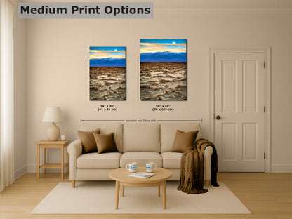 Death Valley National Park California Desert Picture Nature Photo, Badwater Basin Salt Flats and Telescope Peak Sunset Photo for House Decor