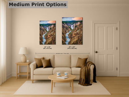 Yellowstone Falls National Park Canyon Waterfall Picture Nature Photo Relaxation Artwork Bohemian Style Wyoming Landscape, Meditation & House Decor