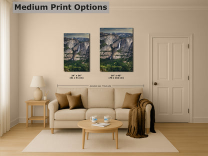 Yosemite Falls Glacier Point National Park Nature Photo Relaxation Artwork for Meditation, Office, Dorm, Apartment, and House Decor