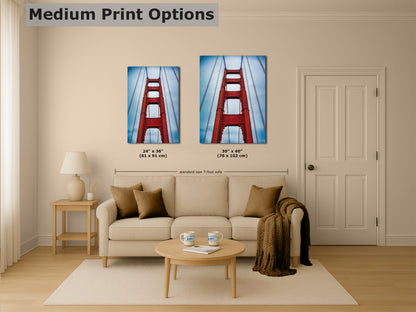 San Francisco Golden Gate Bridge Picture | Towering Canvas Wall Art | California Coastline Photography | Office, Dorm, or Home Decor
