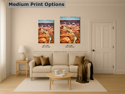 Grand Canyon National Park, Arizona Desert Picture Nature Photo with Colorado River, Bohemian Style Relaxation Artwork for Meditation, Office & House Decor