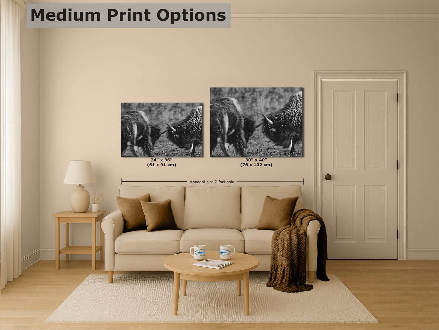 Buffalo Artwork Wildlife Photography, Black and White Bison Wall Decor, Rustic Cabin Animal Print, Nature Wall Art for Home or Office