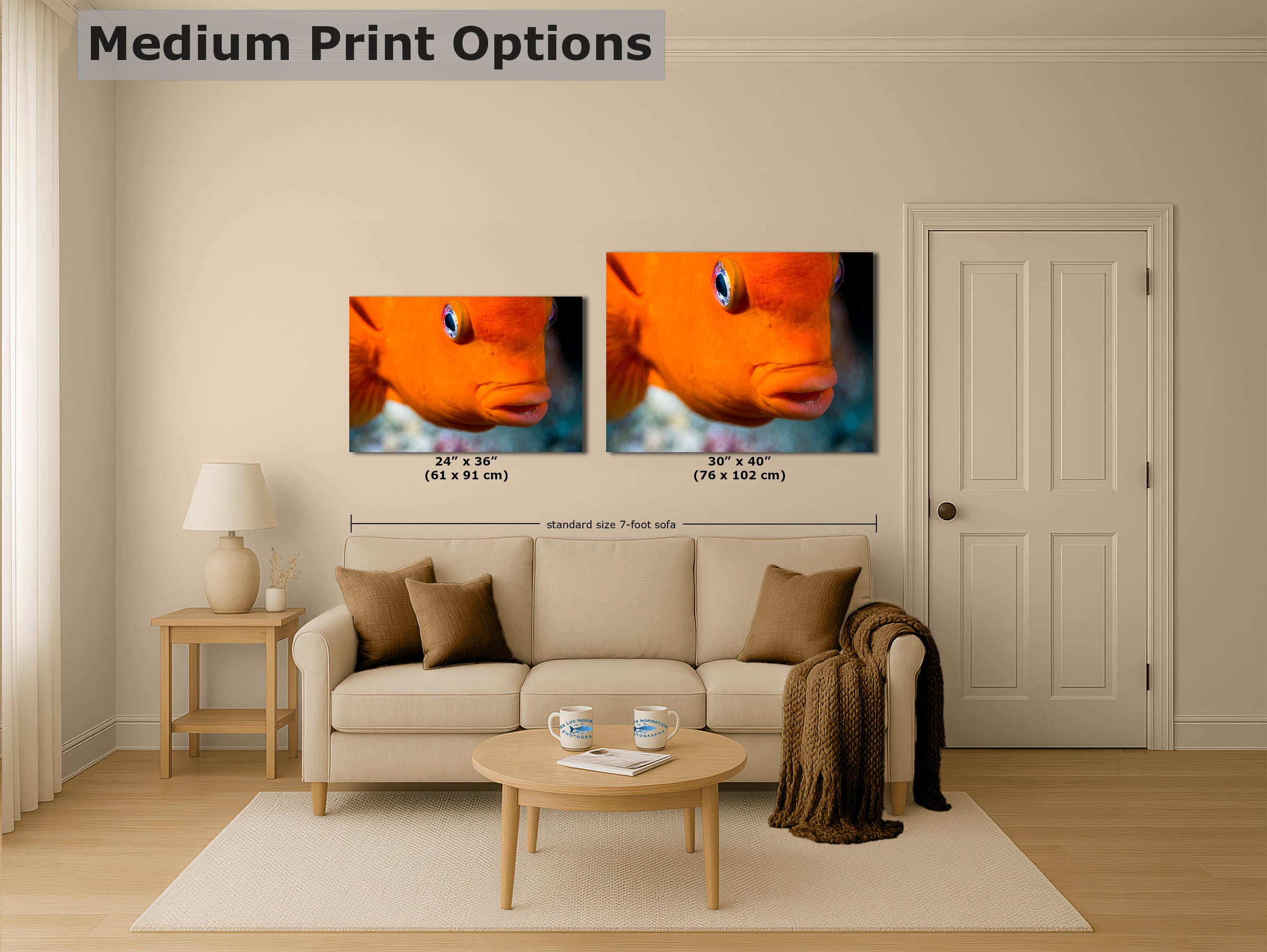 Garibaldi Fish Marine Biology Ocean Life, Underwater Scenery Nature Photo, California Marine Inhabitant, Nature Decor, Relaxation Artwork