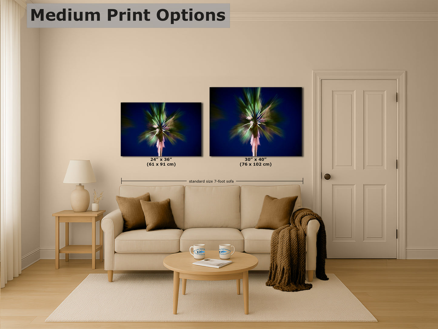 Palm Tree Forest Picture Impressionist Art Nature Photo Relaxation Artwork | Bohemian Style for Meditation, Office, & House Decor