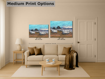 Airstream Travel Trailer with Mountainscape Camping Decoration