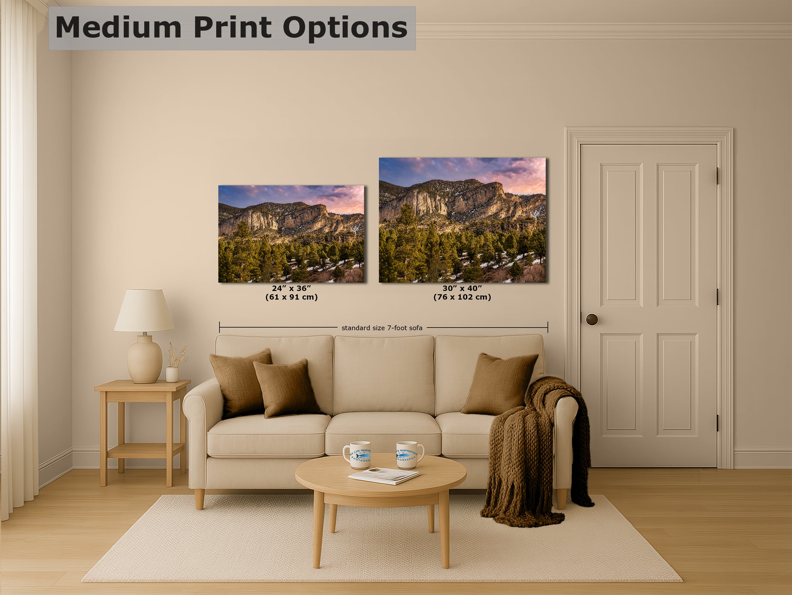 Mt Charleston Nevada Mountain Picture, Snowy Scenery Nature Photo Relaxation Artwork | Winter Landscape for Office, Dorm, Bohemian Decor