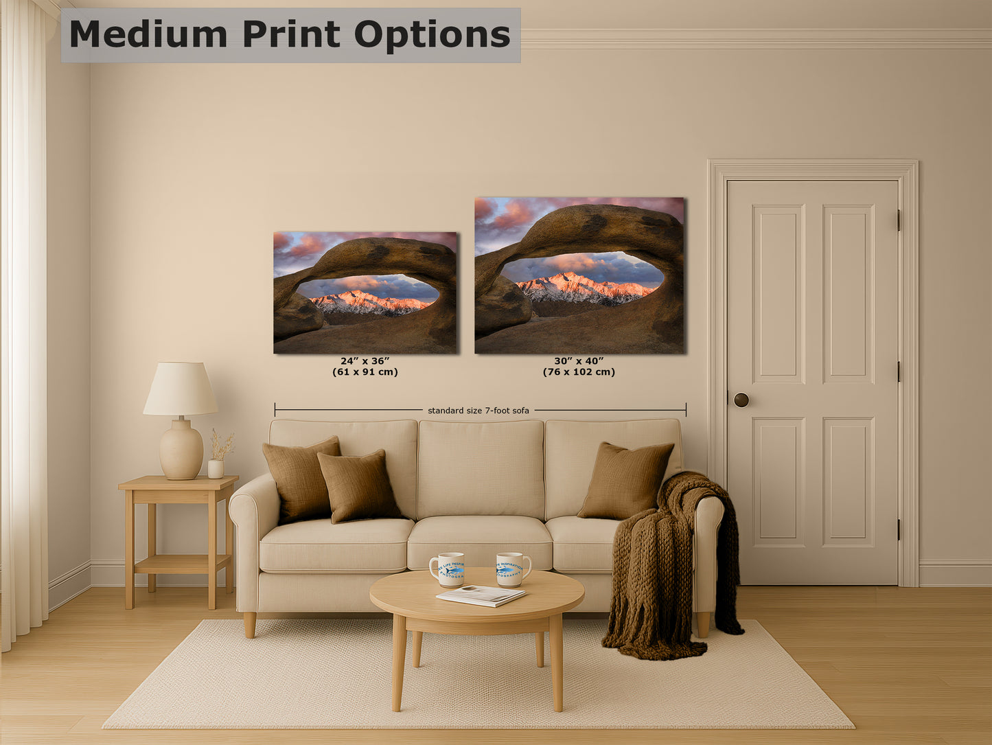 Lone Pine & Mobius Arch Mountain Picture, Nature Photo from Alabama Hills for Relaxation Art for Meditation, Office, and House Decor