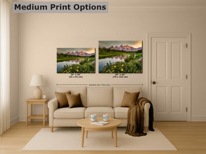 Grand Teton National Park Mountain Picture, Schwabacher Landing Nature Photo for Bohemian Decor and Meditation Artwork