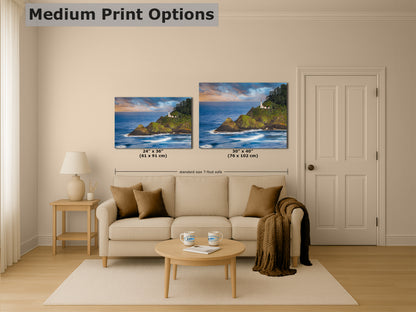 Heceta Head Lighthouse Picture, Oregon Coast Ocean Picture, Pacific Northwest Beach Photo Framed Coastal Decor for Ocean Lovers