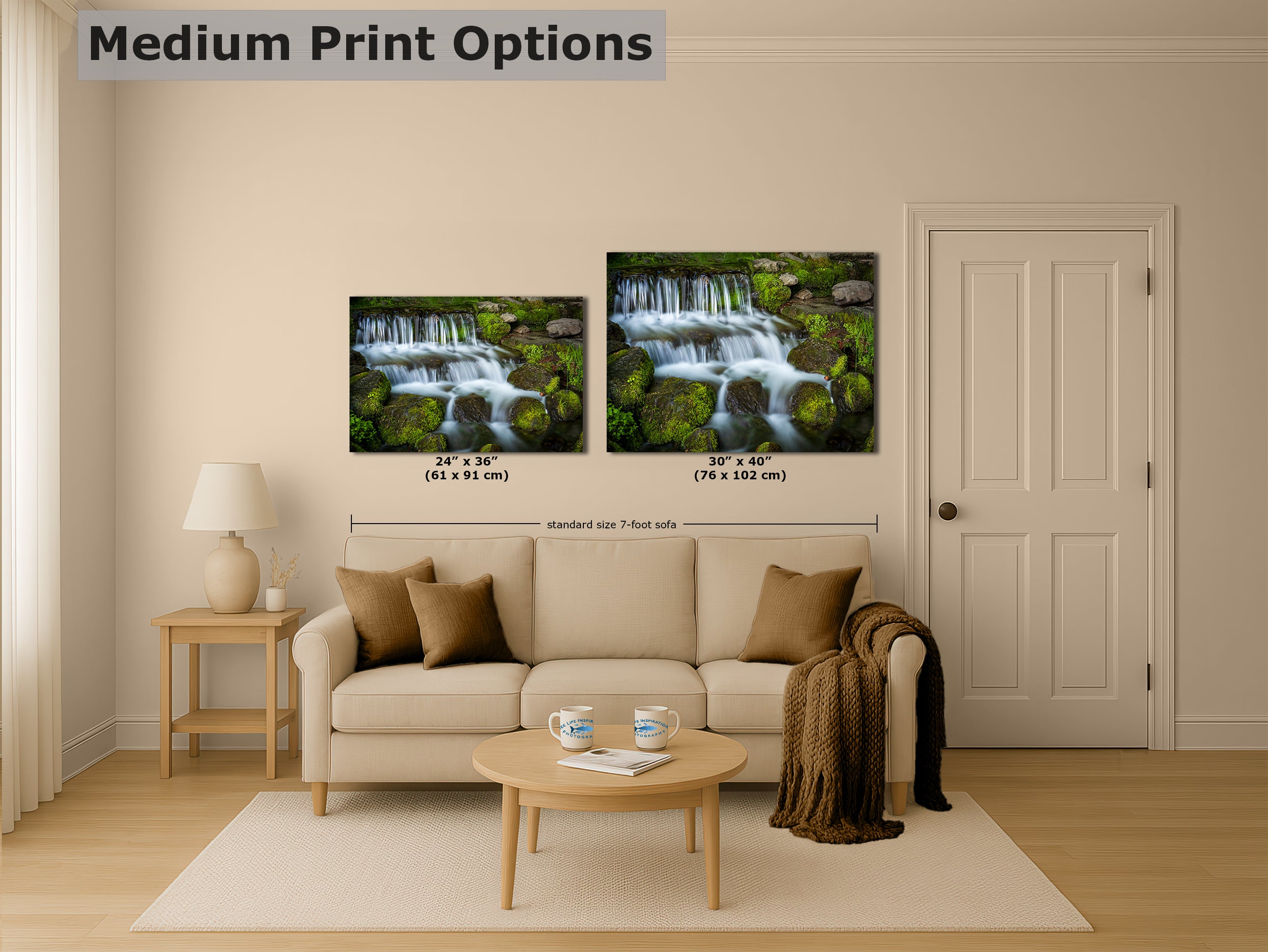 Yosemite National Park Cascading Waterfall Picture Nature Photo Relaxation Artwork for Meditation, Office, Apartment, and House Decor