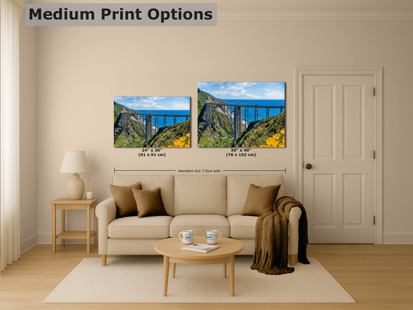 Bixby Bridge Ocean Picture, Big Sur California Coastline Nature Photo | Relaxation Artwork for Meditation, Office, & House Decor