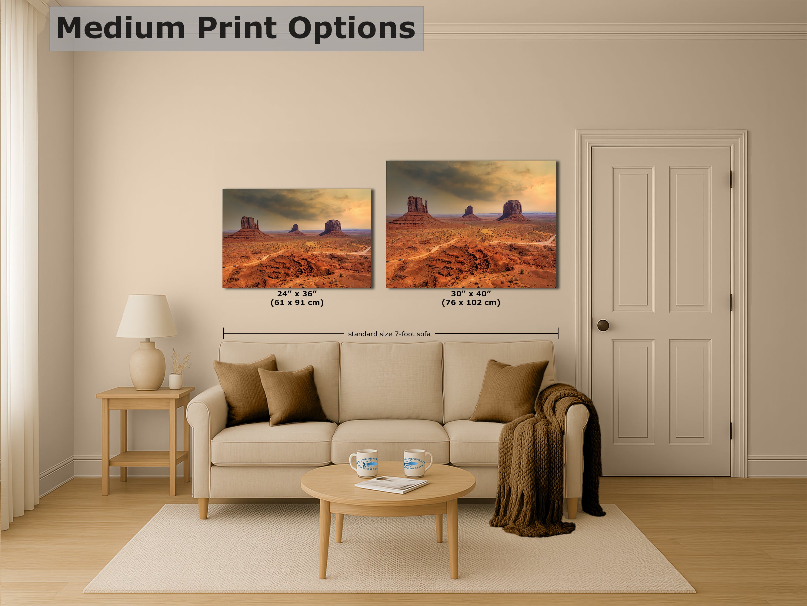 Monument Valley Arizona Desert Picture Stormy Nature Photo, Bohemian Style Relaxation Artwork for Meditation, Apartment, Office & House Decor