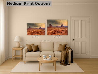 Monument Valley Arizona Desert Picture Stormy Nature Photo, Bohemian Style Relaxation Artwork for Meditation, Apartment, Office & House Decor