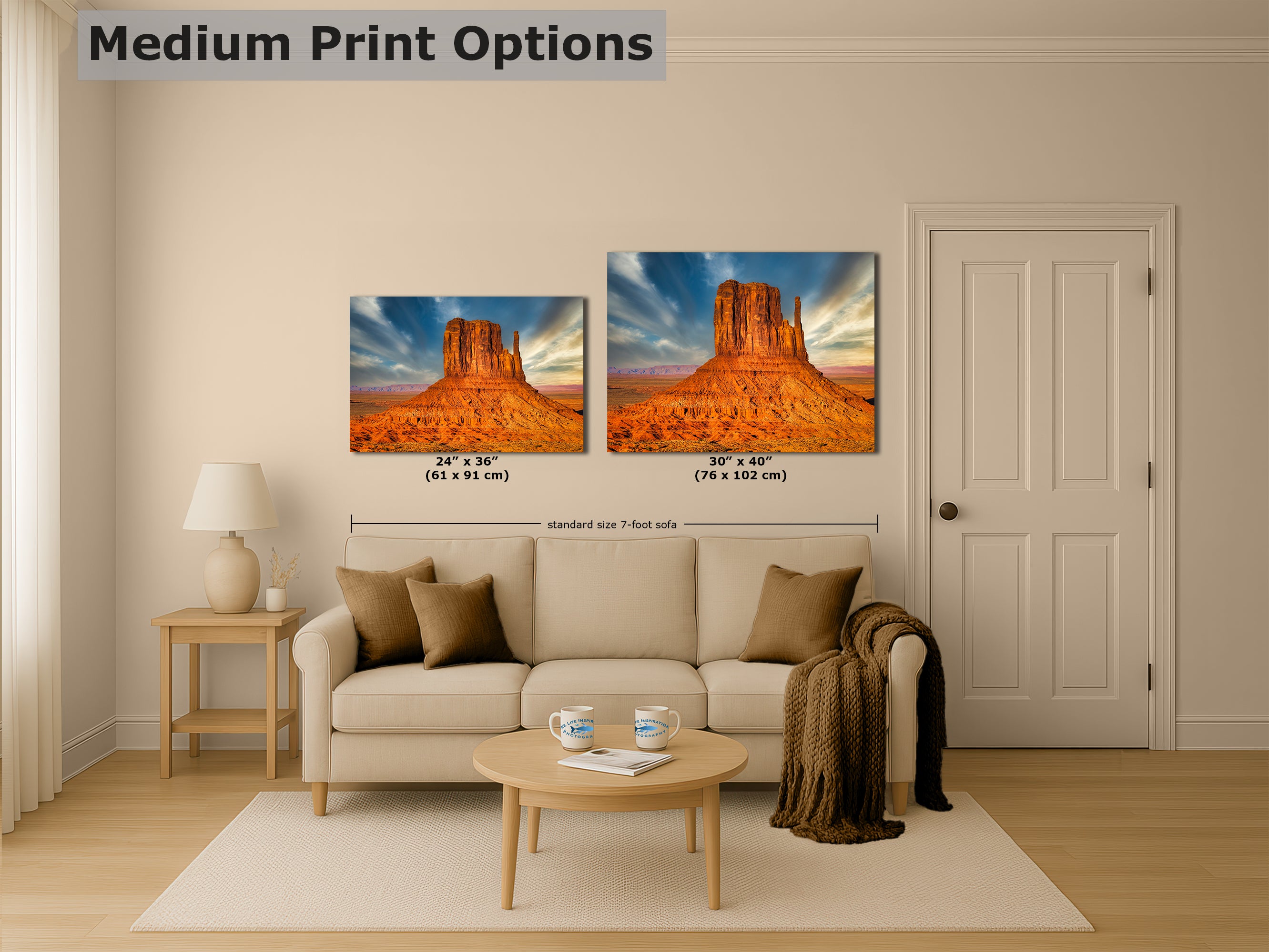 Monument Valley Arizona Desert Picture Nature Photo, Bohemian Style Relaxation Artwork for Meditation, Apartment, Office & House Decor