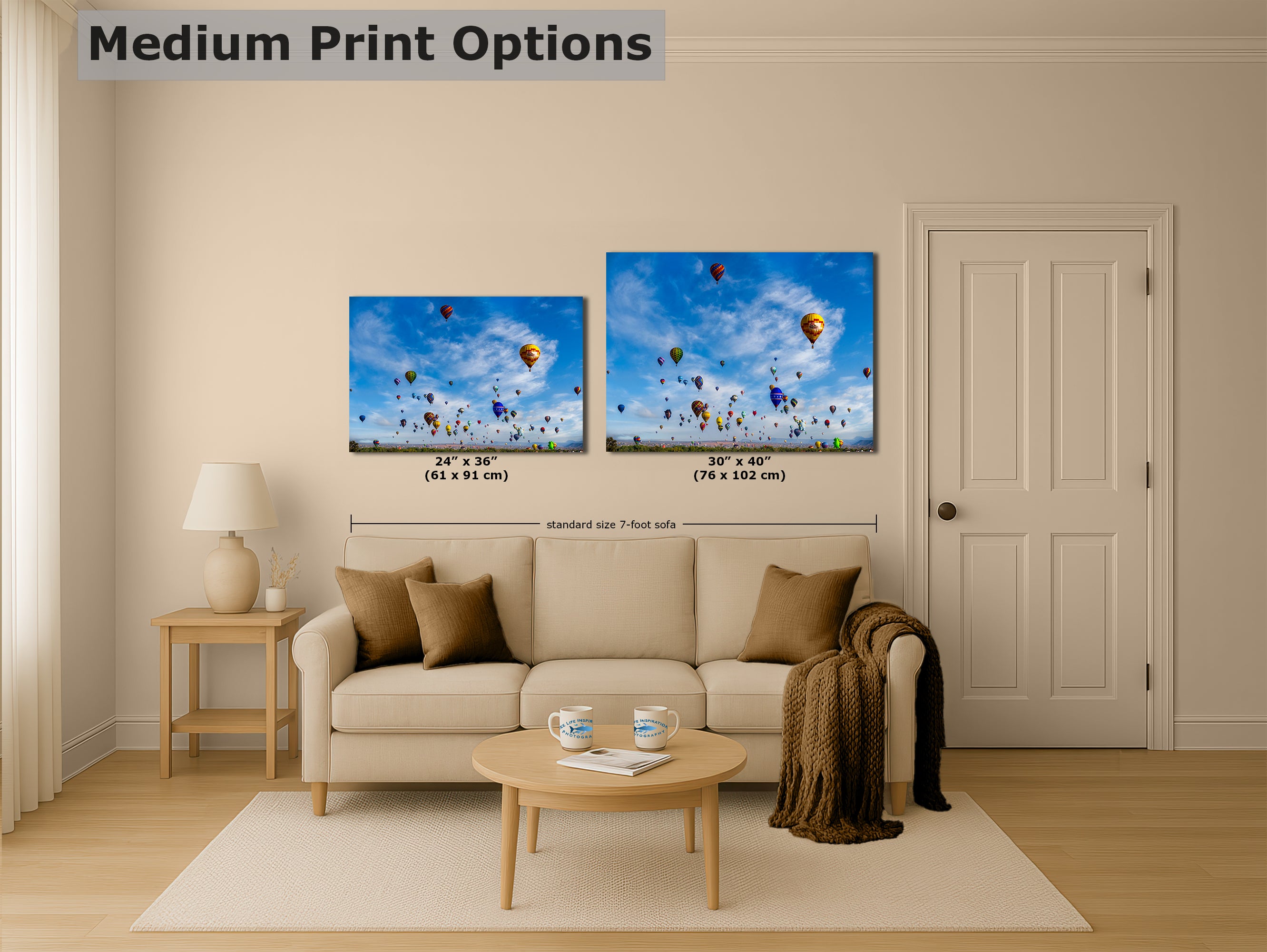 Hot Air Balloon Festival Mass Ascension | Albuquerque New Mexico Balloon Fiesta Wall Art Panorama | Office, Cubicle & House Decor