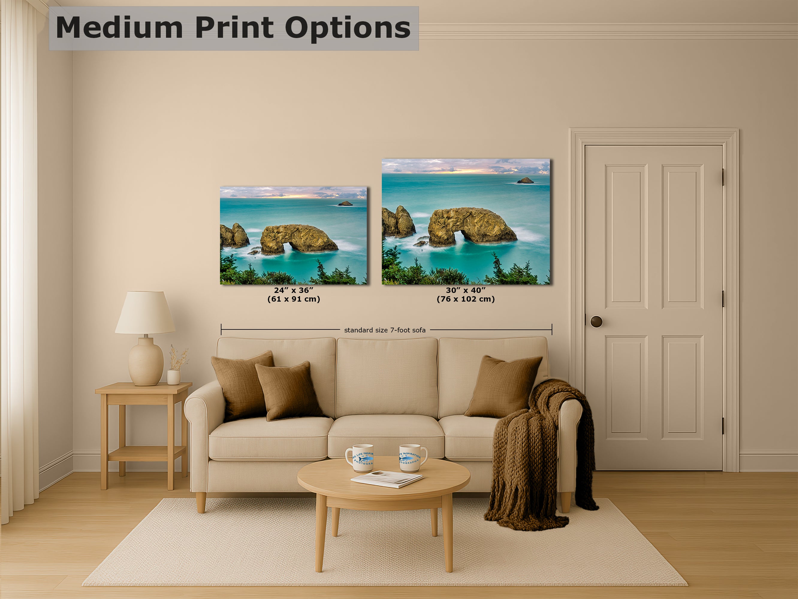 Sea Arch Oregon Coast Ocean Picture, Pacific Northwest Nature Photo Relaxation Artwork for Meditation, Apartment, Office & House Decor