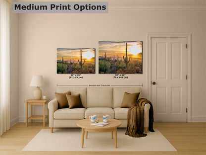 Saguaro National Park Arizona Desert Picture Sunset Nature Photo, Bohemian Style Relaxation Artwork, Southwestern Sonoran Desert House Decor